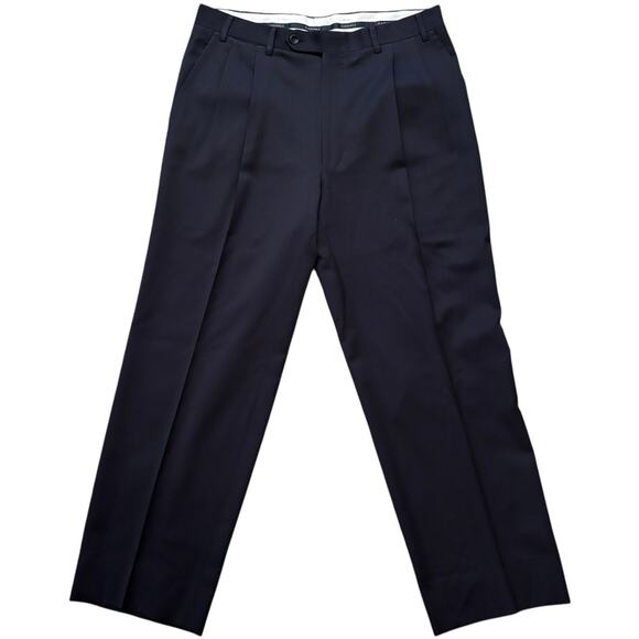 Canali Navy Blue Double Pleated Italian Wool Dress Pants 34X27 $395 Woolmark* - Picture 1 of 6